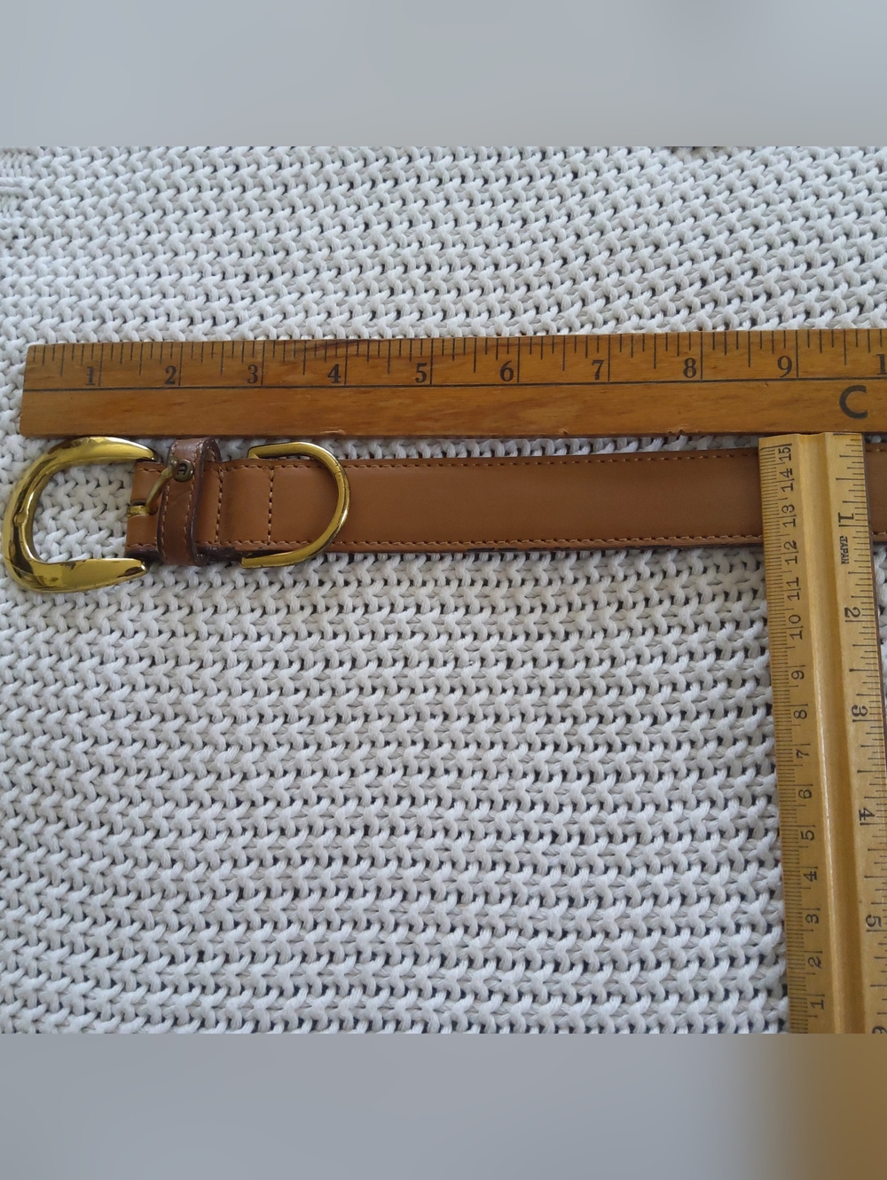 Etienne Aigner Tan Leather Belt - Classic Logo Stamp Vintage Made in USA